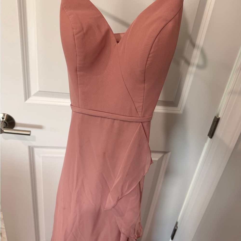 Azazie Blush Pink Maxi Dress bridesmaid